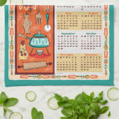 Midden-eeuw moderne keukengerei kalender handdoek (Gevouwen)