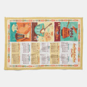 Midden-eeuw moderne keukenkalender handdoek (Horizontaal)