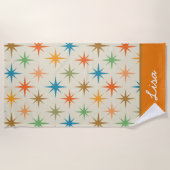 Midden eeuw moderne kleurrijke atomische sterrensp strandlaken (Voorkant)