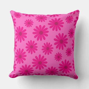 Midden eeuw moderne madeliefjes retro patroon roze kussen