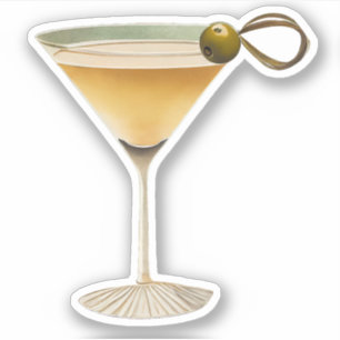 Midden eeuw Moderne Martini One Olive Sticker