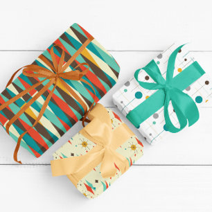 Midden Eeuw Moderne Ontwerpen Patroon Inpakpapier Vel