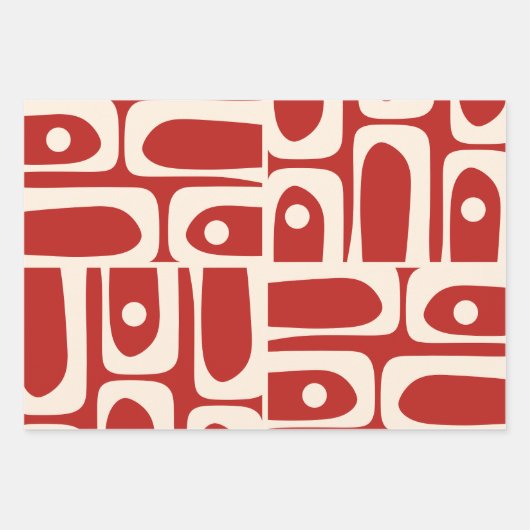 Midden-eeuw moderne Piquet Retro patroon rood Inpakpapier Vel (Voorkant)