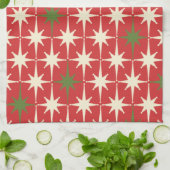 Midden eeuw moderne retro atomische kerststerren theedoek (Gevouwen)