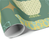 Midden eeuw moderne retro groene theekopje cadeaupapier (Rol Hoek)