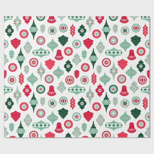 Midden-eeuw moderne retro kerstornamenten cadeaupapier (Vlak)