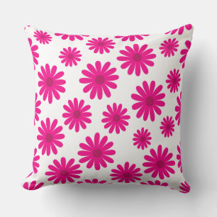 Midden eeuw moderne retro madeliefjes patroon roze kussen