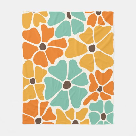 Midden eeuw Moderne Retro Mod Bloemen Fleece Deken (Voorkant)