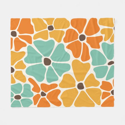 Midden eeuw Moderne Retro Mod Bloemen Fleece Deken (Voorkant (Horizontaal))