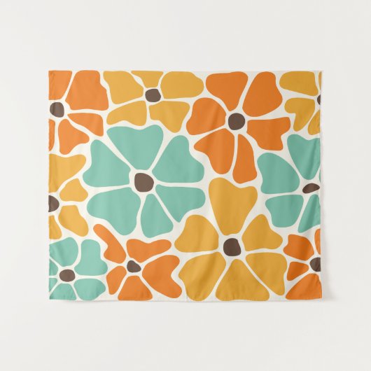 Midden eeuw Moderne Retro Mod Bloemen Wandkleed (Voorkant (horizontaal))