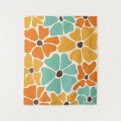 Midden eeuw Moderne Retro Mod Bloemen Wandkleed (Voorkant)