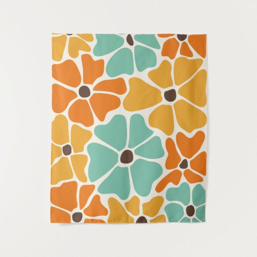 Midden eeuw Moderne Retro Mod Bloemen Wandkleed (Voorkant)