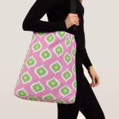 Midden eeuw moderne retro roze geometrisch crossbody tas (Dichtbij)