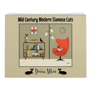 Midden eeuw moderne Siamese katten Kalender