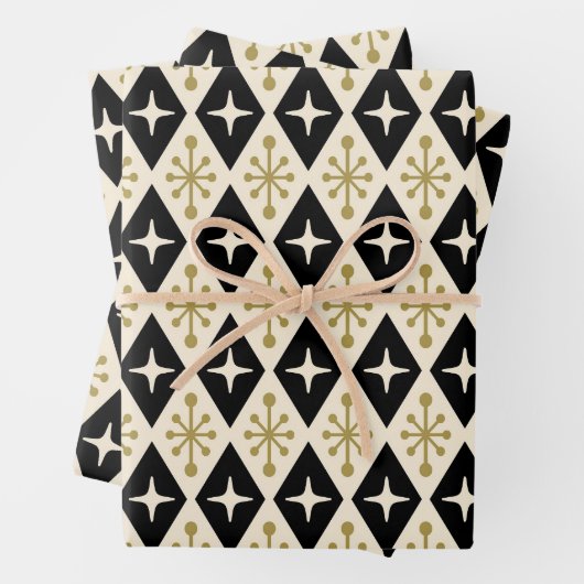 Midden-eeuw moderne Starburst patroon Inpakpapier Vel (In situ)