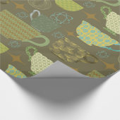 Midden-eeuw moderne Taupe Teacup Cadeaupapier (Hoek)
