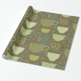Midden-eeuw moderne Taupe Teacup Cadeaupapier
