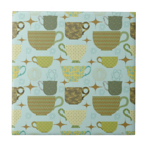 Midden eeuw moderne turquoise theekopje tegeltje