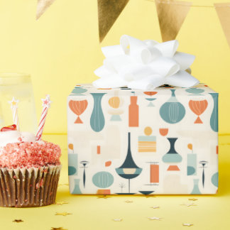 Midden eeuw moderne vaas vorm cadeaupapier