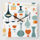 Midden eeuw moderne vaas vorm op wit vierkante klok (Voorkant)