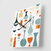 Midden eeuw moderne vaas vorm op wit vierkante klok (Hoek)