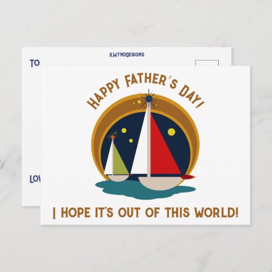 Midden eeuw Moderne Vaderdag Retro Zeilboten Briefkaart (Voorkant / Achterkant)