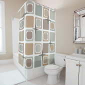 Midden eeuw moderne vierkanten aarde tonen douchegordijn (In situ)