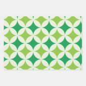 Midden eeuw moderne Witte Groene Starbursts Cirkel Inpakpapier Vel (Voorkant 3)