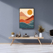 Midden-eeuw moderne woestijn zonsondergang poster