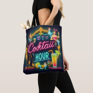 Midden Eeuw Neon Licht Cocktail Uur Koppel Draagtas