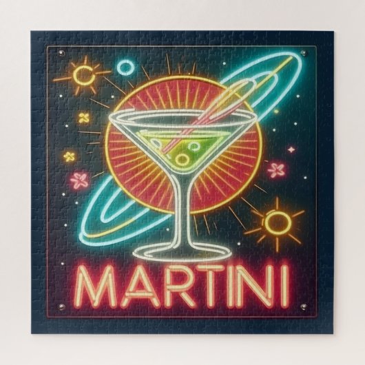 Midden eeuw Neon Martini teken Legpuzzel (Verticaal)