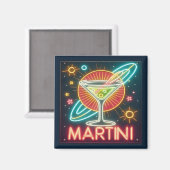 Midden eeuw Neon Martini teken Magneet (Voorkant / Achterkant)