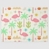 Midden eeuw Palm Springs Flamingo met Bomen Tissuepapier (Voorkant)