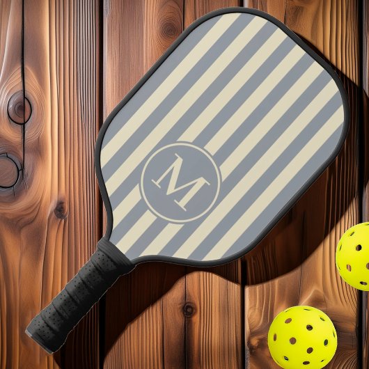 Midden-eeuw Polo Striping Dove Grijs Monogram Pickleball Paddle
