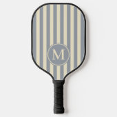 Midden-eeuw Polo Striping Dove Grijs Monogram Pickleball Paddle (Voorkant)