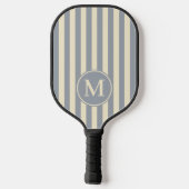 Midden-eeuw Polo Striping Dove Grijs Monogram Pickleball Paddle (Achterkant)