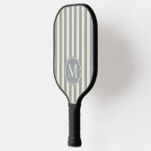 Midden-eeuw Polo Striping Dove Grijs Monogram Pickleball Paddle (Links)