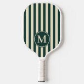 Midden-eeuw polo striping salie groen monogram pickleball paddle (Achterkant)
