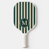 Midden-eeuw polo striping salie groen monogram pickleball paddle (Voorkant)