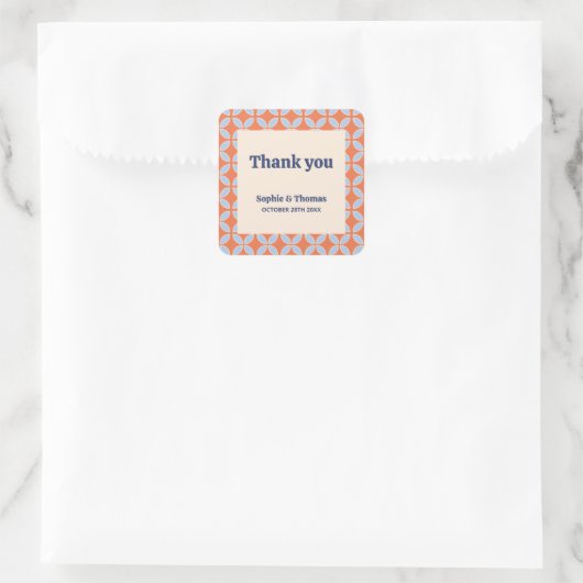 Midden Eeuw Retro Bruiloft Vierkante Sticker (Tas)