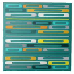 Midden eeuw Retro Flat Rocks Turquoise Tegeltje