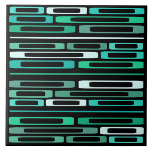 Midden Eeuw Retro Platte Stenen Zwart Turquoise Tegeltje