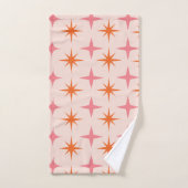 Midden eeuw Retro Starbursts Patroon Roze Sinaasap Bad Handdoek (Handdoek)