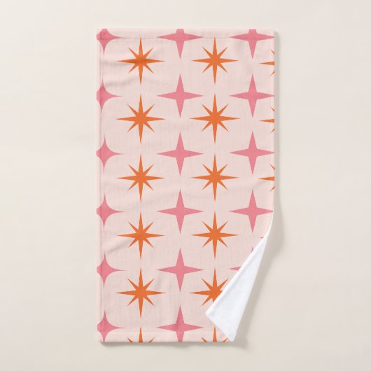 Midden eeuw Retro Starbursts Patroon Roze Sinaasap Bad Handdoek (Handdoek)