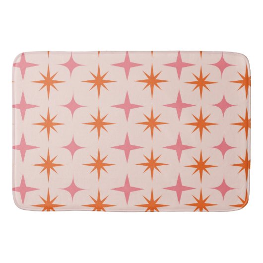 Midden eeuw Retro Starbursts Patroon Roze Sinaasap Badmat (Voorkant)