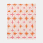 Midden eeuw Retro Starbursts Patroon Roze Sinaasap Fleece Deken (Voorkant)