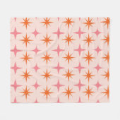 Midden eeuw Retro Starbursts Patroon Roze Sinaasap Fleece Deken (Voorkant (Horizontaal))