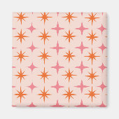 Midden eeuw Retro Starbursts Patroon Roze Sinaasap Magneet (Voorkant)