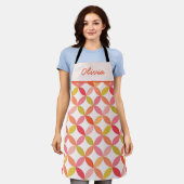 Midden eeuw roze rood sinaasappel cirkels Custom Schort (Gedragen)