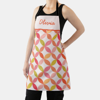 Midden eeuw roze rood sinaasappel cirkels Custom Schort